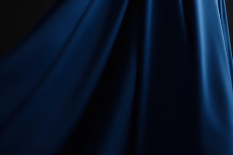 Dramatic floor-length midnight blue silk dress